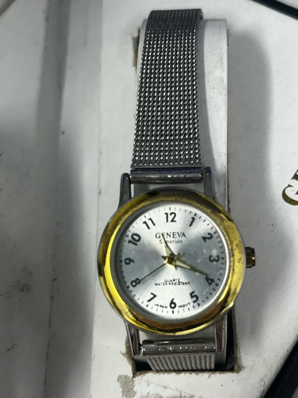 Geneva His & Hers Quartz Silver mesh band Silver/Gold link band Watch Bundle